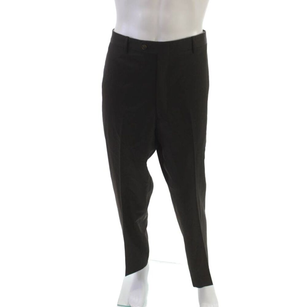 JB Britches Mens Dress Pants Dark Brown Worsted Wool Button Size 42